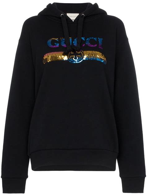 gucci logo sequin hoodie